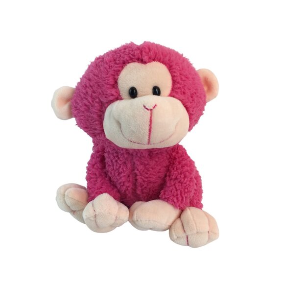 Inter-American Pink Monkey 9" Plush Stuffed Animal Toy Sherpa Fur Ape Chimpanzee - Picture 1 of 9